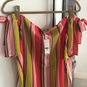 New York & Co. striped off the shoulder blouse